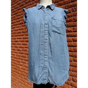 Who what wear chambray denim sleeveless button down top women's XL